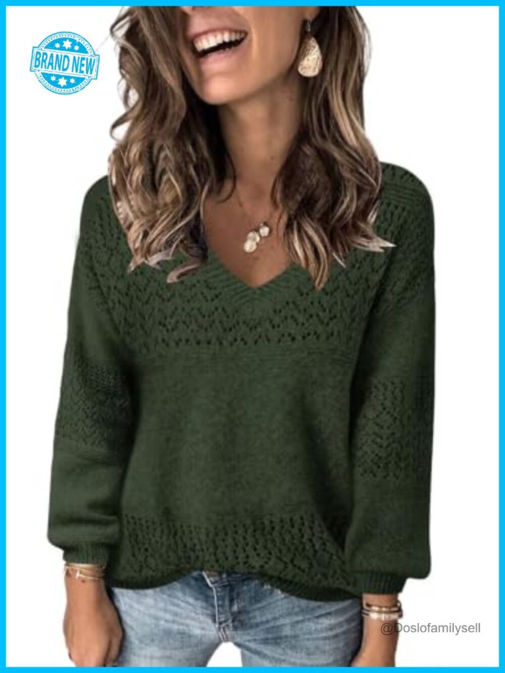 Womens Lightweight V Neck Long Sleeve Pullover Sweater